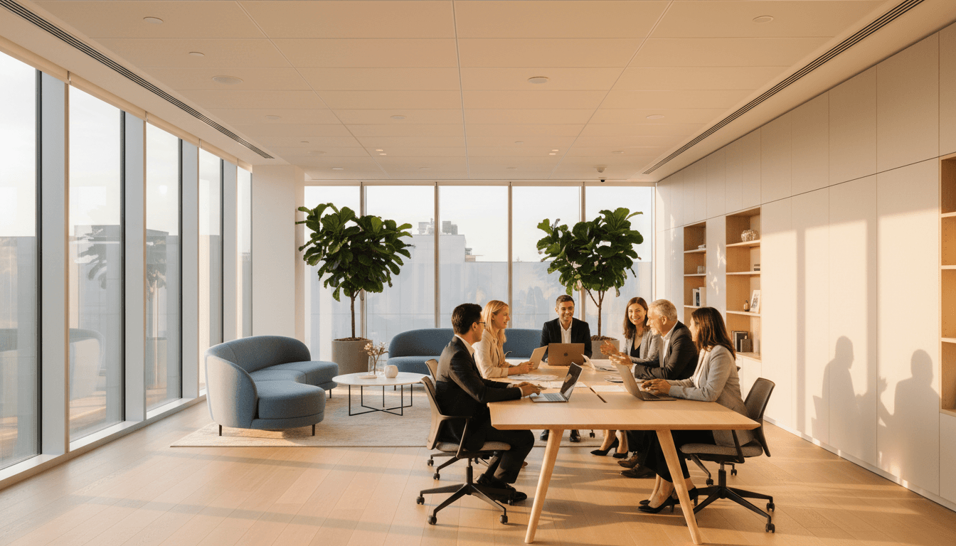 Bright professional office interior with natural light